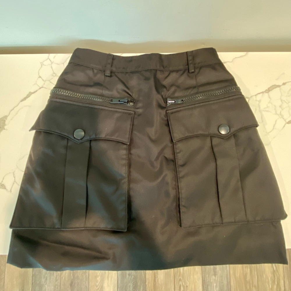 Prada Black Nylon Gabardine Cargo Utility Pocket Mini Skirt Size 38